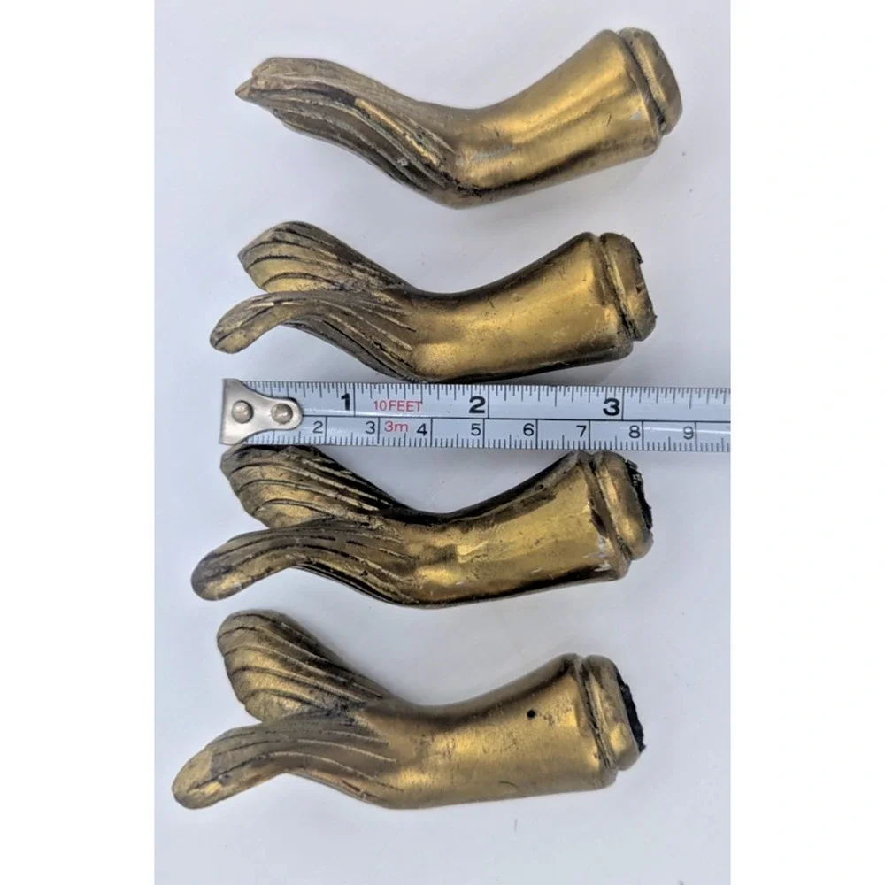 4 Brass Fish Tail Foot End Slip on Part Solid Decor Repurpose Furniture Pieces